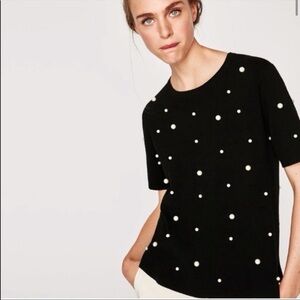 ZARA Embellished Faux Pearl Knit Top